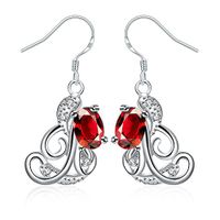 Silver Dangle Earrings Jewelry Birthday Gifts Presents Gemstone for Women Anniversary Zirconia Tassel Drop Crystal