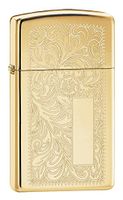Zippo Personalized Message Engraved Customized Slim Size Indoor Outdoor Windproof Lighter (Polish Venetian Brass)
