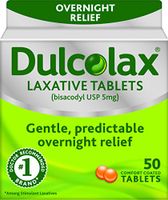 Dulcolax Laxative Tablets, 50 Count Bottle Fast, Reliable, Gentle Relief from Constipation