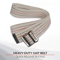 Sammons Preston Gait Belt with Metal Buckle, 2" Wide, 72" Long Heavy Duty Gait Transfer Belt, Essential Walking and Transport Assistant for Elderly, Disabled, & Medical Patients, Neutral Stripe