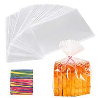 Cellophane Bags 300pcs, Beasea 9 x 13 Inches Treat Bags Cello Bags with 4 Mix Colors Twist Ties for Bakery Popcorn Cookies Candies Dessert