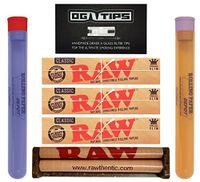 Bundle - 7 Items - OG Glass Tip with 3 Pack RAW King Size Slim, 1010mm Roller and"RPD" KewlTubes
