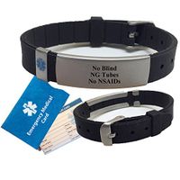 NO Blind NG Tube NO NSAIDS Medical ID Bracelet
