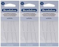 3-PACK - Beadalon Collapsible Eye Needles 2.5-Inch Fine 4 per Pack (in Rigid Pak TM mailer)