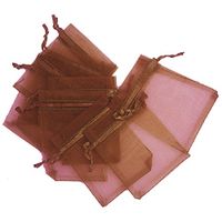 LEFV Organza Bags Sheer Drawstring Pouches Jewelry Wedding Party Christmas Favor Gift Bag, 3.5inch x 4.5inch, Pack of 50(Coffee)