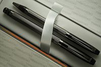 Cross Made in USA Elite Art Deco Metropolis Jet Black , Polished and Ribbed Barrel Selectip Rollerball Pen and Ballpoint with Backup Jumbo and Ballpoint Refills by A .T CROSS COMPANY