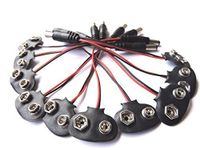 AspenTek 10 PCS 2.1 X 5.5mm Male DC Plug to 9V Battery Clip Snap Accessories for Arduino