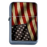 American Flag USA Flip Top Oil Lighter S11 Smoking Cigarette Smoker Includes Silver Case