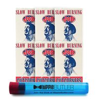 Job Slow Burning Single Wide Cutcorners Rolling Papers (6 Packs) with Hippie Butler KewlTube