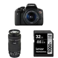 Canon EOS Rebel T6i Digital SLR with EF-S 18-55mm and 55-250mm Lenses + 32 GB Memory Card