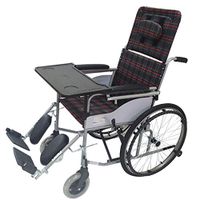 FLYSXP Wheelchair Portable Travel Chair Full Reclining Light Folding Wheelchair Aluminum Alloy Carrying Elderly Power Trolley Leather Fabric Wheelchair