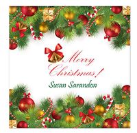 96 Gorgeous Personalized Gift Stickers Labels for Christmas Xmas - Add Your OWN (from) Name - (Large) 7.6cm x 7.6cm | 3" x 3" - Choice of Different Designs. (Christmas 11)