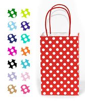12CT Small RED Polka DOT Biodegradable, Food Safe Ink & Paper, Premium Quality Paper (Sturdy & Thicker), Kraft Bag with Colored Sturdy Handle (Small, P.Red)