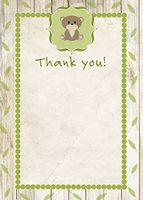 30 Blank Thank You Cards Wood Forest Brown Bear Design Baby Shower Birthday Party + 30 White Envelopes