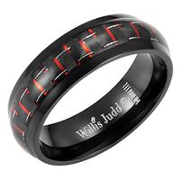 Willis Judd 7mm Titanium Red Carbon Fiber Ring in Velvet Gift Packaging Black– Size 8.5
