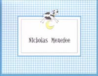 Cow Over the Moon Blue Printable Note Cards