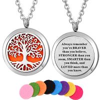 Kissreason Stainless Steel Aroma Pendant Aromatherapy Essential Oil Diffuser Necklace (Always Remember)