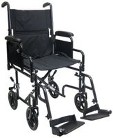 Karman Healthcare T-2017 Folding Steel Transport Chair with Removable Footrests, Black, 17 Inches Seat Width