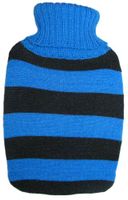 Warm Tradition Black & Blue Stripes Knit Hot Water Bottle Cover- Cover ONLY