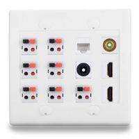 BATIGE 2-GANG 7.1 Surround Sound Home Theater DIY Wall Plate With 2 HDMI Subwoofer CAT6 Audio Optical Fiber Keystone Connectors