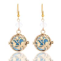 GIONO Tree Heart leaf Crystal Cage Aromatherapy Essential Oil Diffuser Locket Lava Stone Earring Set