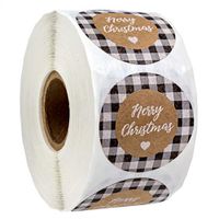 Black and White Buffalo Plaid Merry Christmas Stickers/500 Christmas Tags