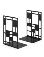 Book Ends, Bookends, Book Ends for Shelves, Bookends for Heavy Books, Book Divider Decorative Holder, Metal Heavy Duty Bookend Black 1 Pair, Abstract Art Desgin Book Stopper Supports for Office, Home