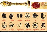 MNYR Pisces Constellation Wax Seal Stamp Retro Gold Metal Handle Wedding Invitation Card Stationary Embellishment Envelope Exceptional Gift Idea Custom Logo Wax Seal Sealing Stamp Wax Sticks Kit