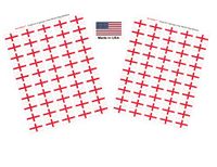 Made in USA! 100 Country Flag 1.5" x 1" Self Adhesive World Flag Scrapbook Stickers, Two Sheets of 50, 100 International Sticker Decal Flags Total (England St George Cross)