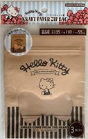 Sanrio Hello Kitty Kraft Paper Zip Bag with Transparent Window 3 Pieces 135 x 110 x 55 mm
