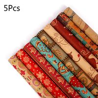 MEIYIN 5pc Christmas Gift Kraft Wrapping Paper Cartoon Packing Paper Party Supplies
