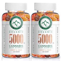 (2-Pack) Organic Hemp Chewy Bears - 5000MG - Active Joint & Muscle Relief, Better Sleep, Sweet & Sour, Infused with Colorado Grown Hemp, Rich in Omega 3-6-9 & Vitamin E, Non-GMO, Vegan.