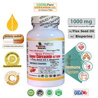 Mega Potency Super Curcumin C3 1000 Time Release Enteric Coated with Bioperine and Flax Seed Oil 10X Absorption Pure Curcumin Turmeric Ext