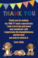 30 Personalized Thank You Cards Blue Brown Green Orange Red Yellow Polka Dots Stripes Chevron Puppy Pawty Design Baby Shower or Birthday Party Event + 30 White Envelopes