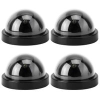 Dummy Dome Camera, Simulation Camera CCTV Dummy Fake Security Camera with Flashing Led Light (4pcs) (Black)
