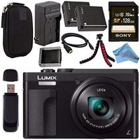 Panasonic Lumix DC-ZS70 DC-ZS70/K Digital Camera (Black) + DMW-BLG10 Lithium Ion Battery + External Rapid Charger + Sony 128GB SDXC Card + Small Carrying Case + Flexible Tripod Bundle