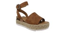 Soda Clip Womens Casual Espadrilles Trim Flatform Studded Wedge (6, Tan-2)