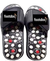 FootDoc Reflexology Sandals for Acupressure Plantar Fasciitis Foot Massager Mindinsole, Indoor Massage Slippers Shoes, (Small Black SM)