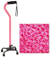 NOVA Designer Quad Cane, Ultra Lightweight Four Legged Cane with Soft Grip Handle, Height (for Users 4’11” - 6’4”) and Left or Right Adjustable, Roses