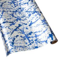 Caspari Splatterware 30 in. x 8 ft. Wrapping Paper in Blue & Silver Foil, 2 Rolls Included