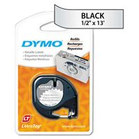 Genuine DYMO Black on Metallic Silver LetraTAG Tape Label for Dymo LetraTag Plus LT100T Label Maker