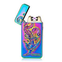 Unishow [2016 USB Rechargeable Flameless Electronic Arc Plasma Pulse Cigarette Metal Lighter in Gift Box W/a Free Velvet Pouch (Rainbow Phoenix)