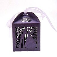 Pixnor 25pcs Wedding Sweets Candy Boxes Gift Favour Boxes - Couple Design (Purple)