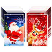 100 Pieces Christmas Bags Plastic Christmas Gift Bags Christmas Candy Treat Wrapping Bags for Christmas Party Supplies (Color Set 2)