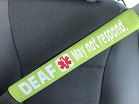 Deaf/May Not Respond Medical Alert Seat Belt Cover (Lime Green)