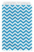 200 pcs Blue Chevron Paper Gift Bags Shopping Sales Tote Bags 6" x 9" Zig Zag Design-Caddy Bay Collection