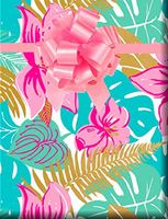 Tropical Paradise Hibicus Flowers Gift Wrap Wrapping Paper 15ft Roll with 20 Gift Tags