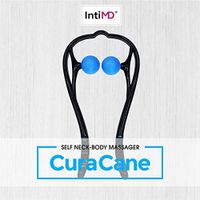 CuraCane Handheld Massager Neck, Back, Shoulders Knees by IntiMD | Тrigger Point Occipital Massage Stick Tool with Balls for Self Muscle Deep Tissue Massage, Relaxation, Tension Relief ● Lightweight