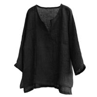 Mens Casual T Shirt, Long Sleeve Brief Breathable Tops Stylish Solid Color Loose Comfy Blouse Sumeimiya Black