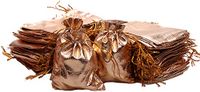 IBLUE 100pcs Drawstring Gift Pouch 3.4x4.6 Inch Wedding Favor Bags Candy Jewelry Party Bridal Shower Birthday Sachet Bags Soap Sample Pouches P006 (Gold)